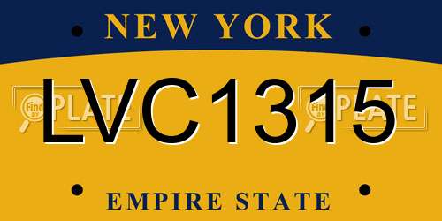 LVC1315 New York License Plate