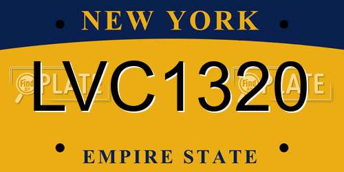 LVC1320 New York License Plate