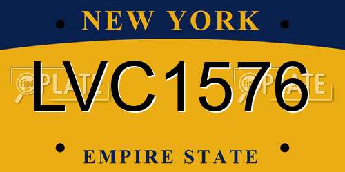 LVC1576 New York License Plate