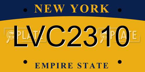 LVC2310 New York License Plate