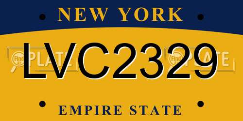 LVC2329 New York License Plate