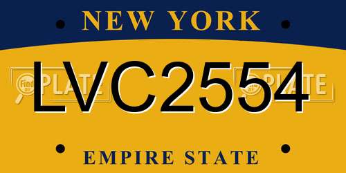LVC2554 New York License Plate