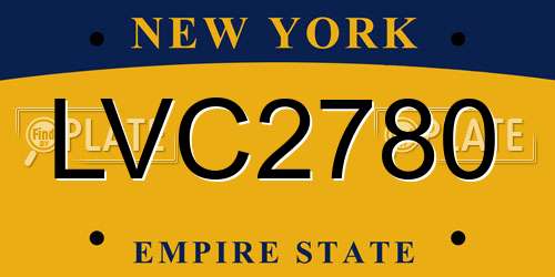 LVC2780 New York License Plate