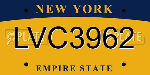 LVC3962 New York License Plate