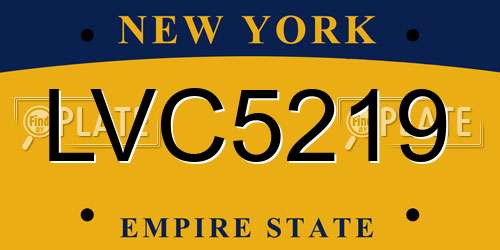 LVC5219 New York License Plate