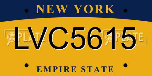 LVC5615 New York License Plate