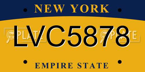 LVC5878 New York License Plate