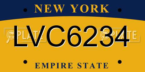 LVC6234 New York License Plate
