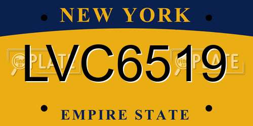 LVC6519 New York License Plate