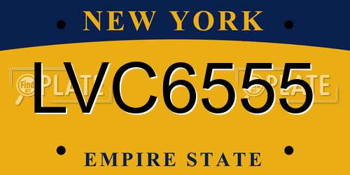 LVC6555 New York License Plate