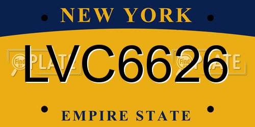 LVC6626 New York License Plate