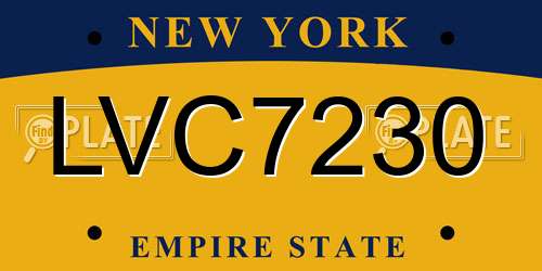 LVC7230 New York License Plate