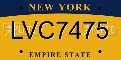 LVC7475 New York License Plate