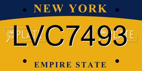 LVC7493 New York License Plate