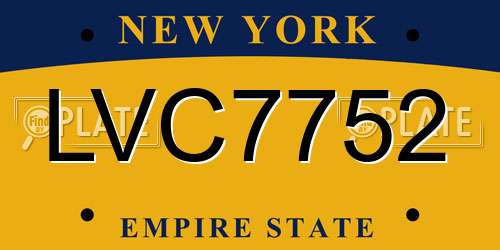 LVC7752 New York License Plate
