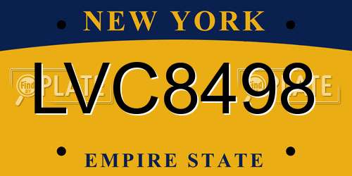 LVC8498 New York License Plate