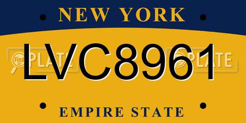 LVC8961 New York License Plate