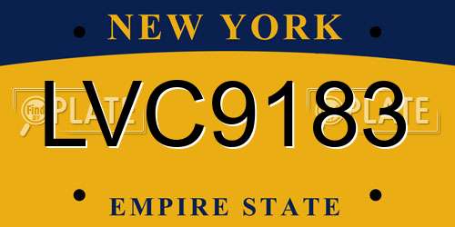 LVC9183 New York License Plate