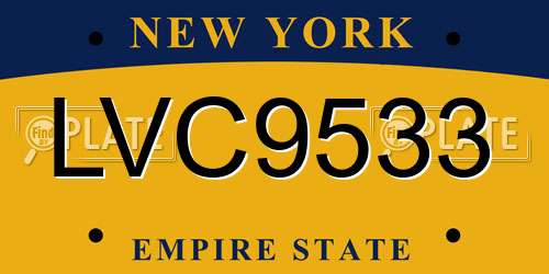LVC9533 New York License Plate