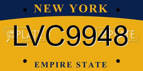 LVC9948 New York License Plate