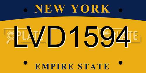 LVD1594 New York License Plate