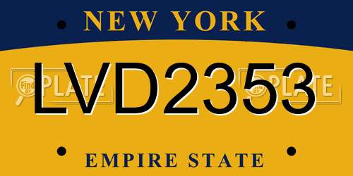 LVD2353 New York License Plate