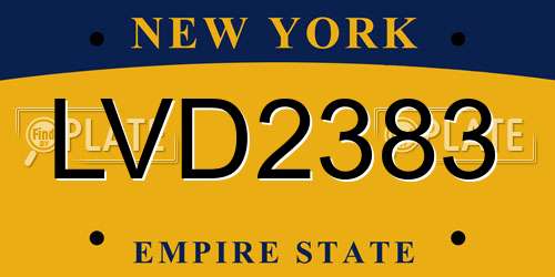 LVD2383 New York License Plate