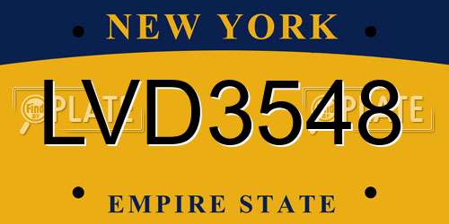 LVD3548 New York License Plate