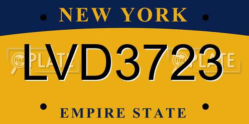 LVD3723 New York License Plate