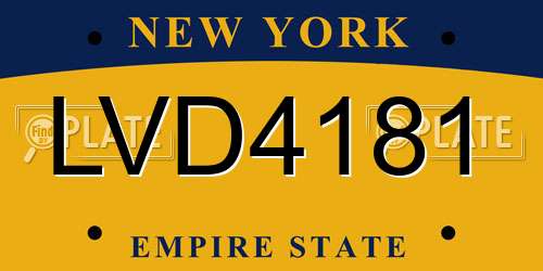 LVD4181 New York License Plate