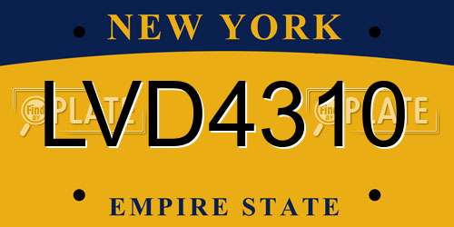 LVD4310 New York License Plate