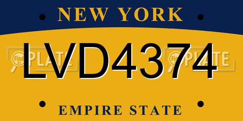 LVD4374 New York License Plate