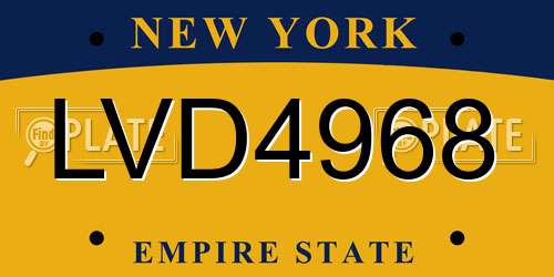 LVD4968 New York License Plate