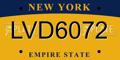 LVD6072 New York License Plate