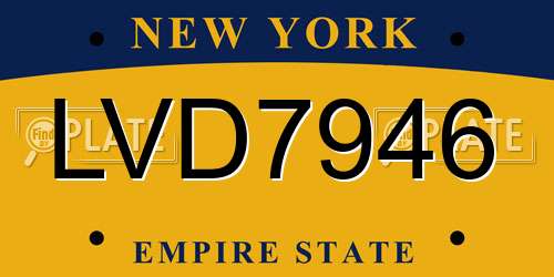 LVD7946 New York License Plate