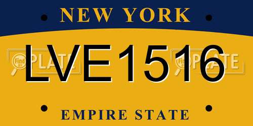LVE1516 New York License Plate