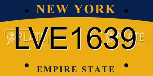 LVE1639 New York License Plate