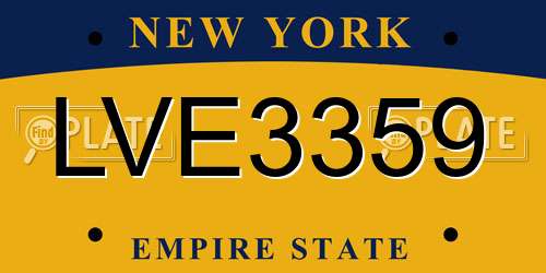 LVE3359 New York License Plate