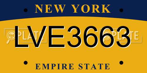 LVE3663 New York License Plate