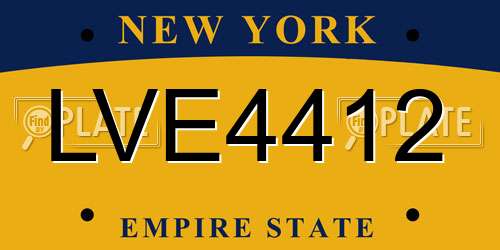 LVE4412 New York License Plate
