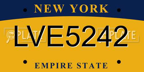 LVE5242 New York License Plate