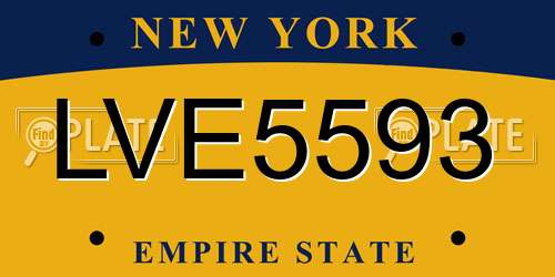 LVE5593 New York License Plate