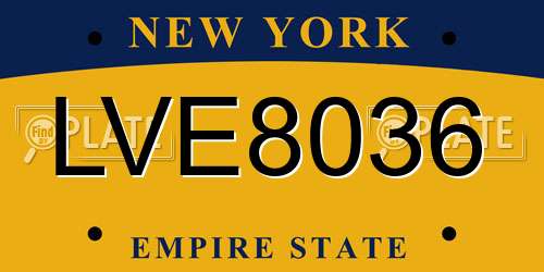LVE8036 New York License Plate