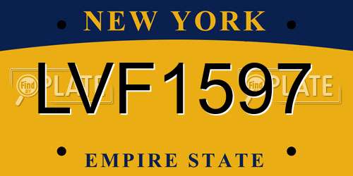 LVF1597 New York License Plate