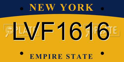 LVF1616 New York License Plate
