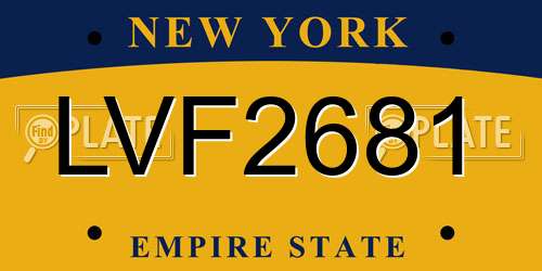LVF2681 New York License Plate
