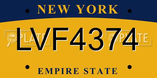 LVF4374 New York License Plate