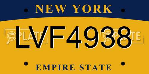 LVF4938 New York License Plate