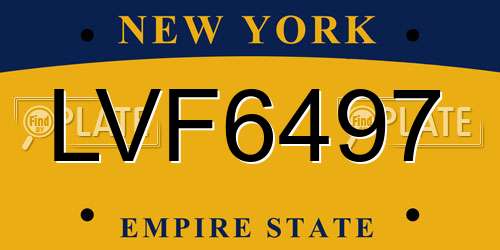 LVF6497 New York License Plate