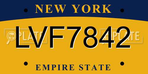 LVF7842 New York License Plate